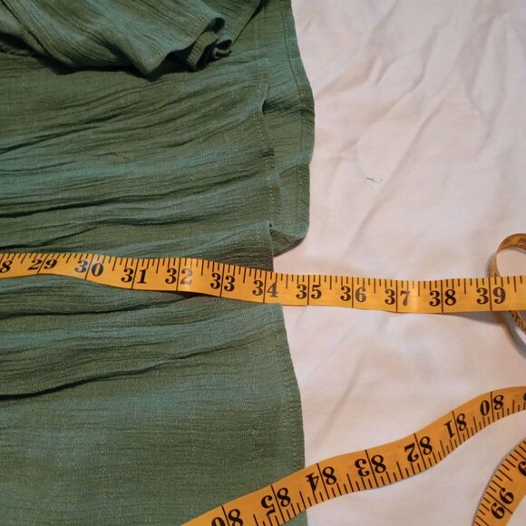 Umgee Embroidered Mini Dress Flutter Bell Sleeve Floral Swiss dot XL Green Event - Picture 6 of 9